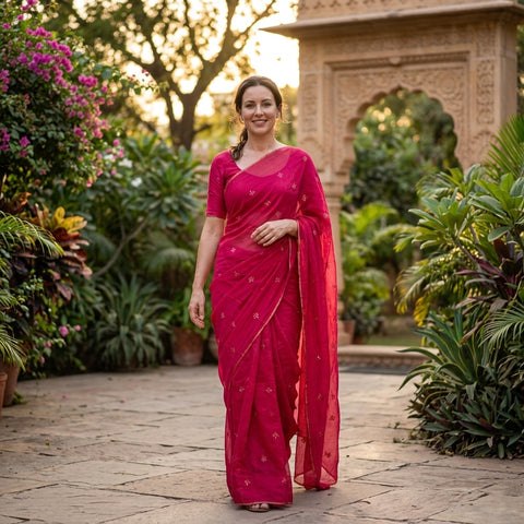 Seq work partywear jute saree with blouse