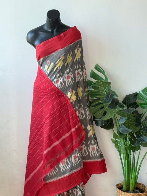 Handloom pure Ikat cotton saree