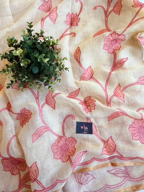Appliqué Emb work tussar cotton saree