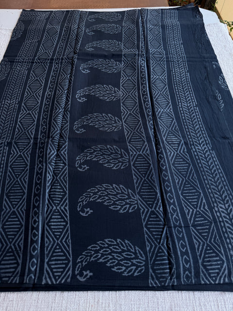 Printed mul cotton saree