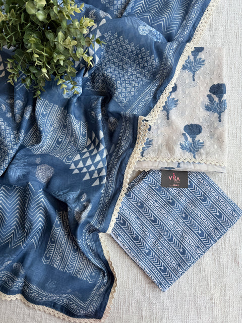 Digi printed hakoba emb suit set
