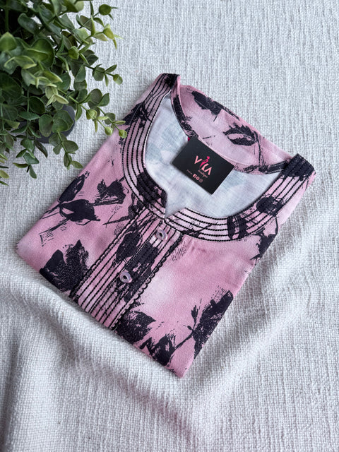 L size Digital printed Linen nighty