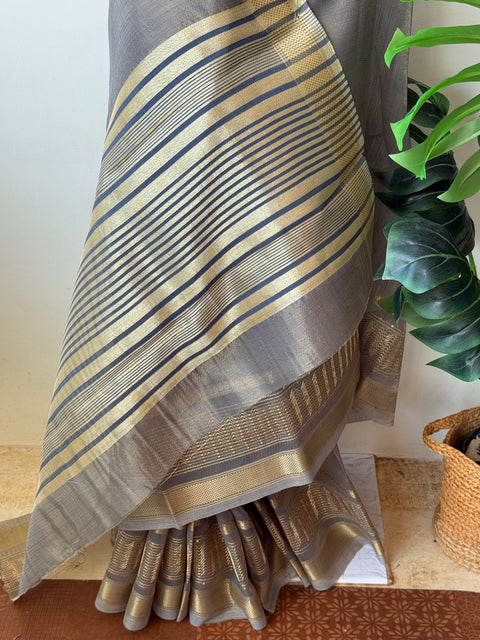 Light Grey weaving border tissue saree