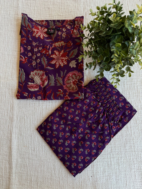 L size printed Cord Night suit