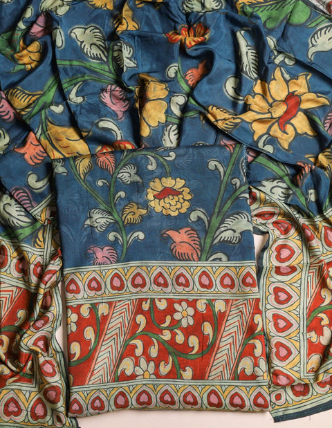 Kalamkari Printed dola silk suit material