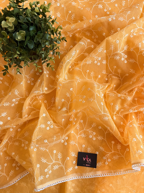 Supernet embroidered saree