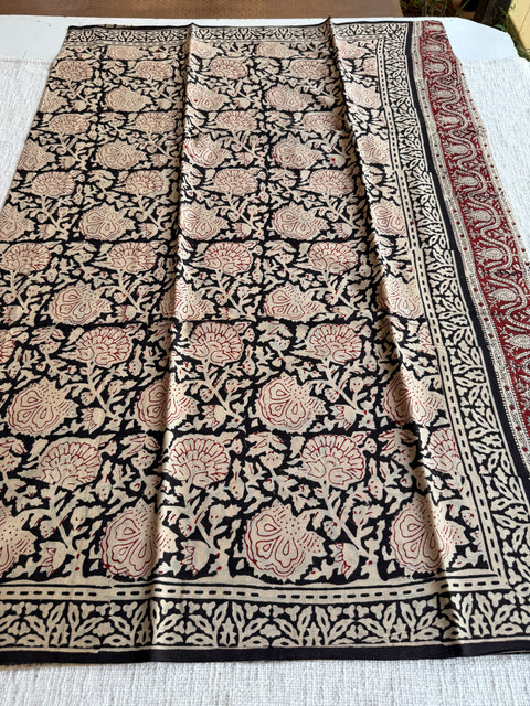Printed mul cotton saree