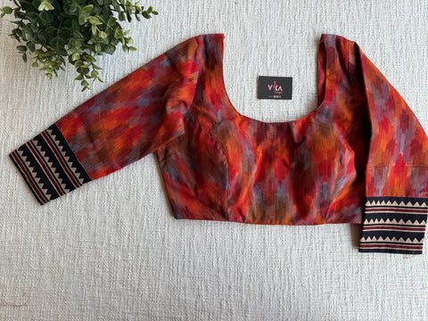 Orange ikat cotton blouse