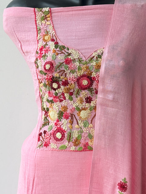 Hand emb linen cotton salwar suit material