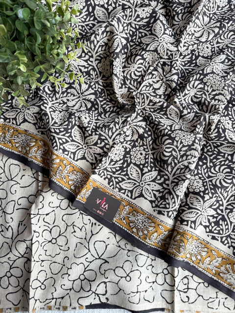 Printed mul cotton saree