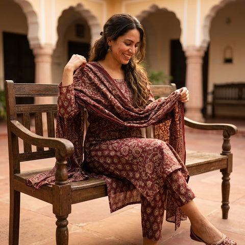 Printed cotton ready suit set