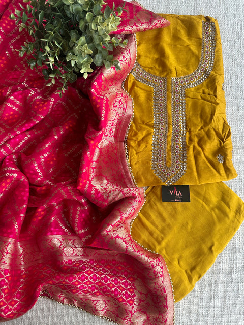 Partywear neck emb salwar material