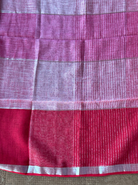 Multicolour cotton linen saree