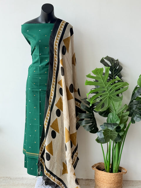 Handloom cotton set with linen dupatta