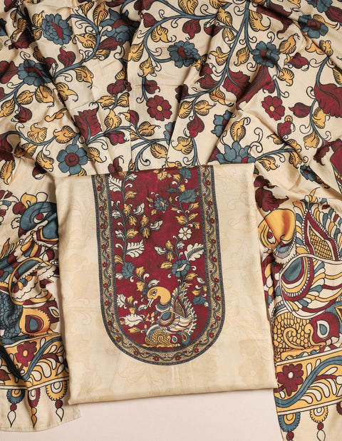 Kalamkari Printed dola silk suit material
