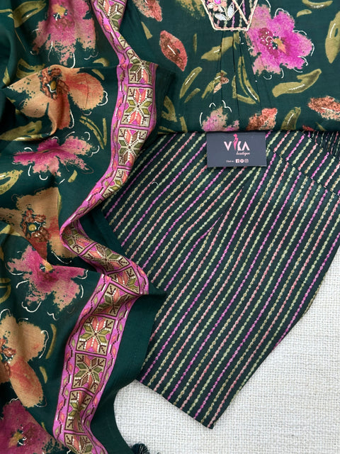 printed modal silk ready suit set