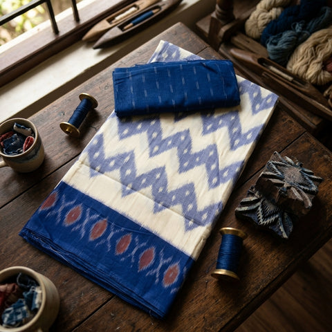 Handloom pure Ikat cotton saree