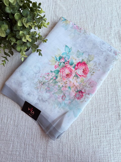 Floral printed georgette saree