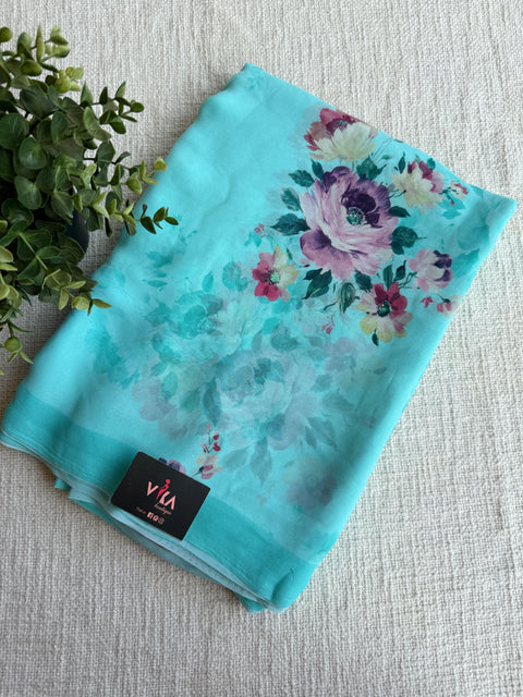Floral printed georgette saree