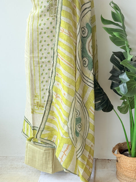 Printed linen suit material