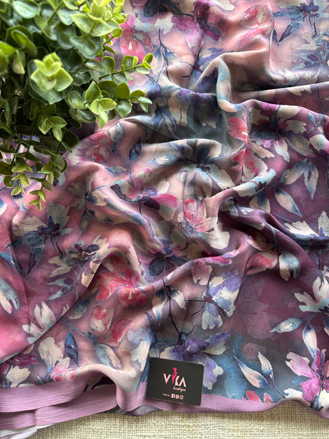 Floral printed crepe silk saree
