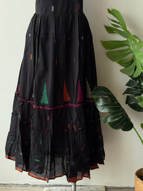 Black jamdani spegetti layered Casual Dress