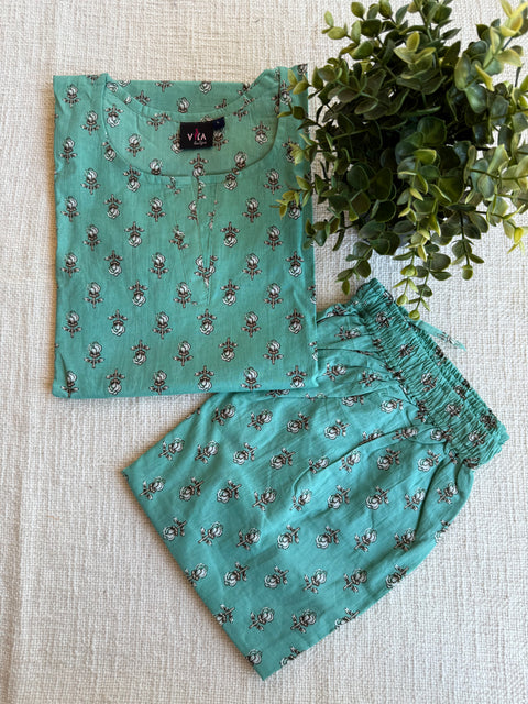 L size printed Cord Night suit