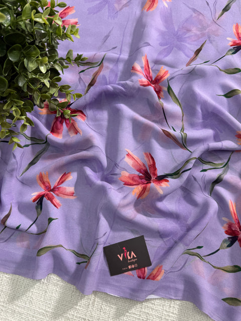 Floral printed georgette saree