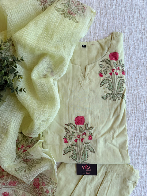 Mint green printed cotton Ready suit set