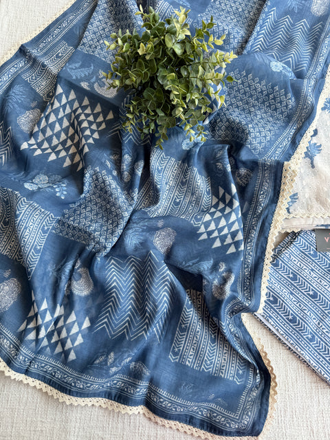 Digi printed hakoba emb suit set