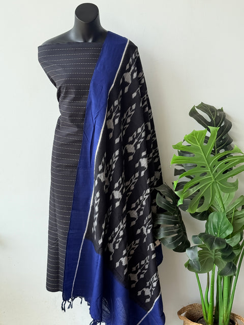 Handloom cotton set with ikat dupatta