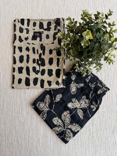 XXL size printed Co-ord Night suit