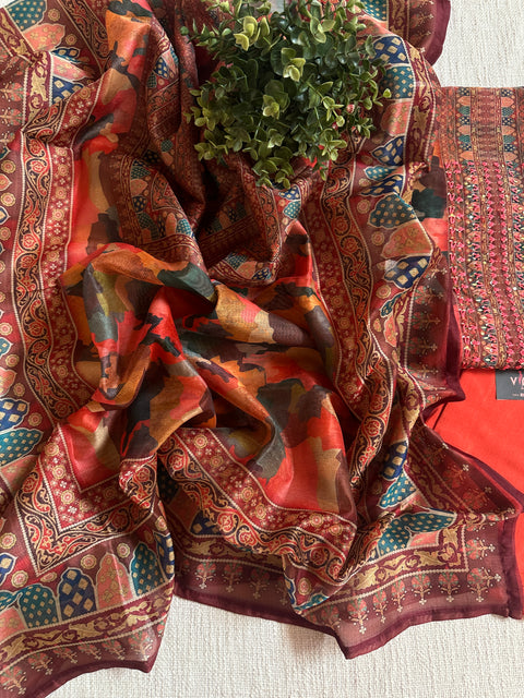 Sabya Printed chanderi salwar suit material