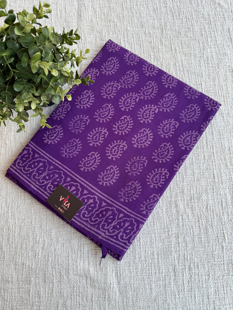 Printed mul cotton saree