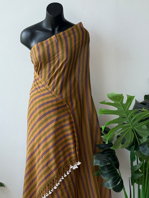 Self striped handloom cotton saree