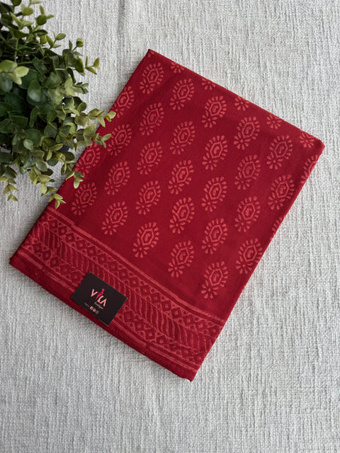 Printed mul cotton saree