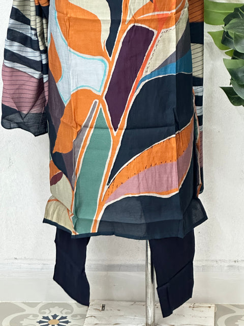 Colourful printed muslin readymade set