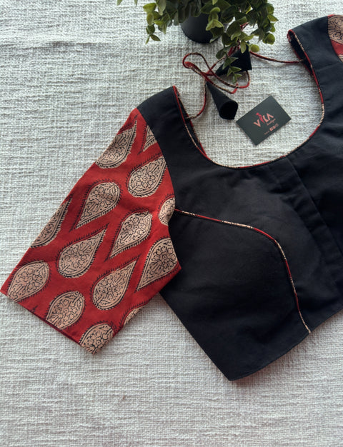 Black and red cotton blouse