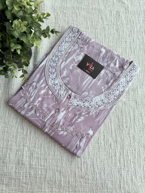 Printed poly viscose nighty