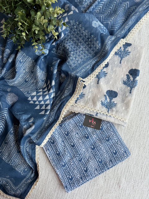 Digi printed hakoba emb suit set
