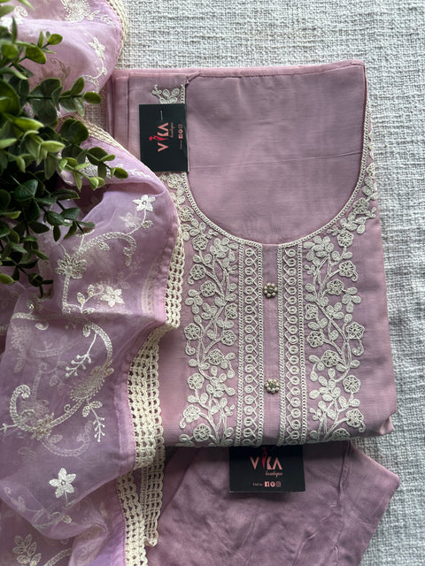Neck embroidery silk cotton salwar material