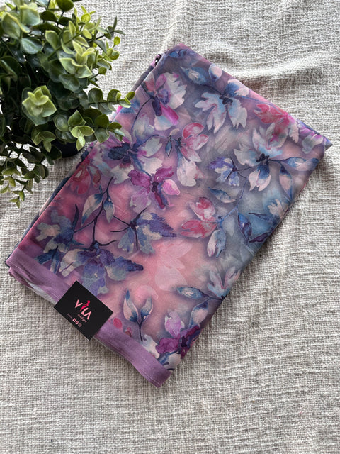 Floral printed crepe silk saree