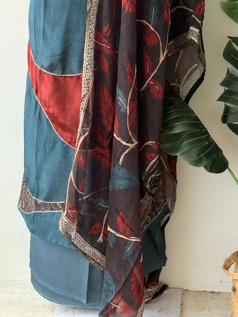 Ajrakh Printed Russian silk suit material