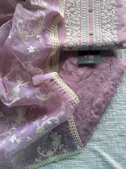 Neck embroidery silk cotton salwar material