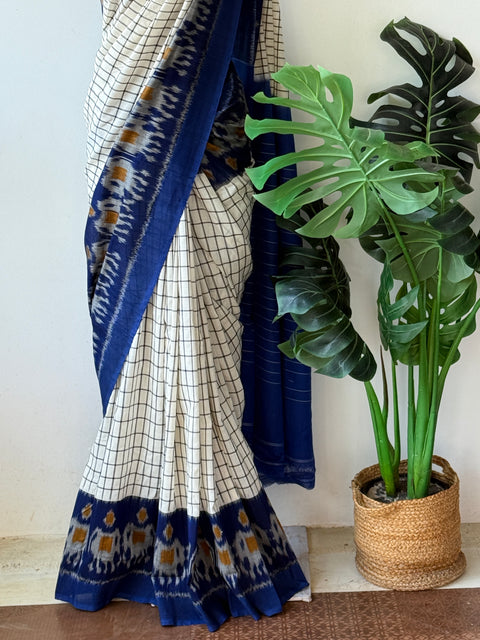 Handloom pure Ikat cotton saree