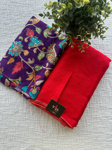 Floral blouse with sequins fancy jute saree
