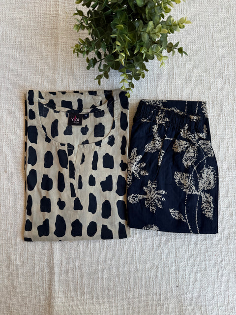 M size printed Cord Night suit