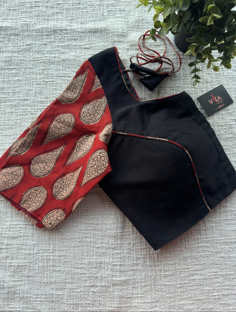 Black and red cotton blouse