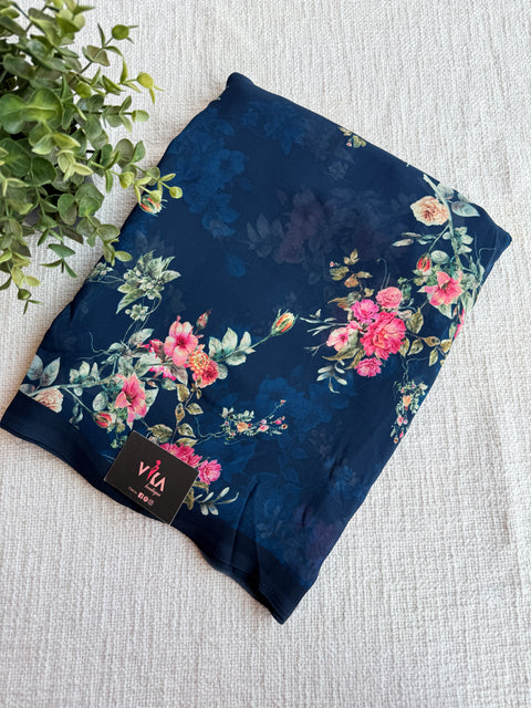Floral printed georgette saree