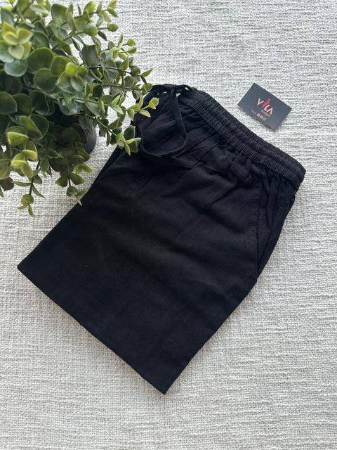 Black straight fit cotton pant